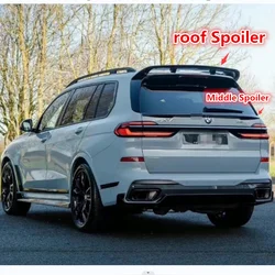 For 2019-2023 BMW X7 G07  Rear Trunk Middle Spoiler Lip+Tail Gate Window Roof Wing Splitter Flap Trim Glossy Black Car Body Kit