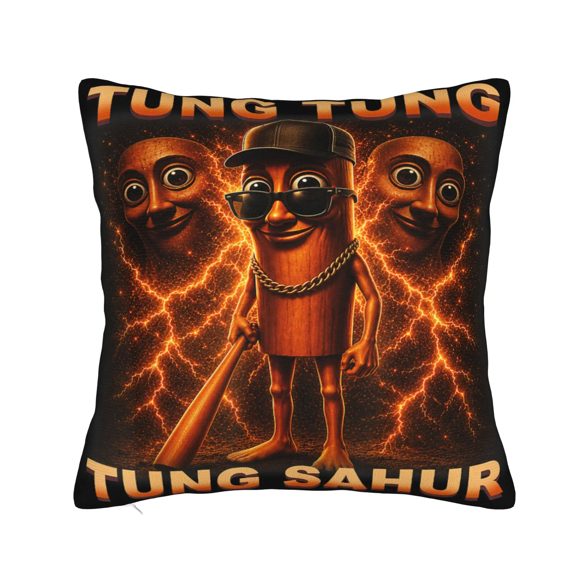 Tung Tung Tung Sahur is Calling Funny Italian Brainrot Pillowcases Vintage Pillow Case For Wedding Party Home Decor Pillow Cover