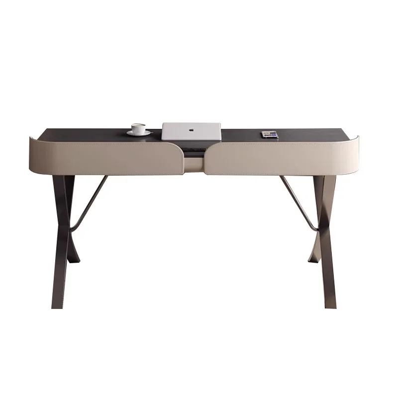 

Light luxury modern living room wabi style American large board desk household Italian minimalist study computer desk