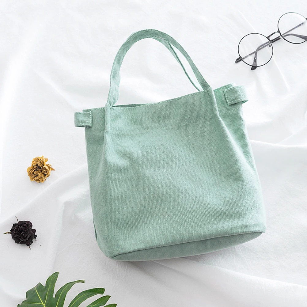 

Bucket Canvas Material Simple Portable Travel For Office School Green Color Canvas Lunch Bag Portable Lunch Storage Bag