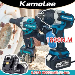 Kamolee-llave de impacto eléctrica DTW700, Torque alto de 1/2 pulgadas, Compatible con batería Makita de 18V, 1800N.m