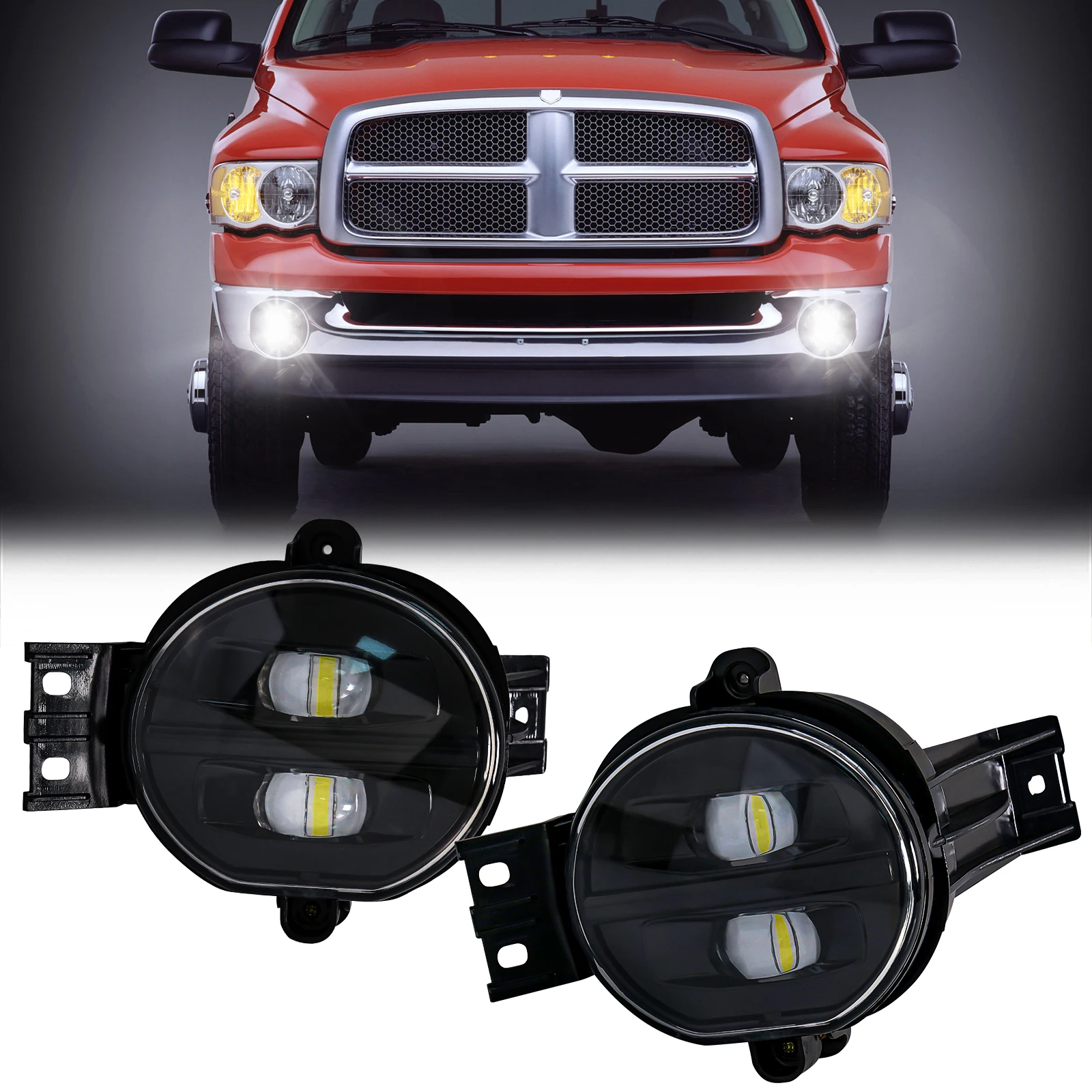 Car Fog Lamp Assembly For Dodge Ram 1500 2002 2003 2004 2005 2006 2007 2008 White LED DRL Front Bumper Driving Lamp Accessories