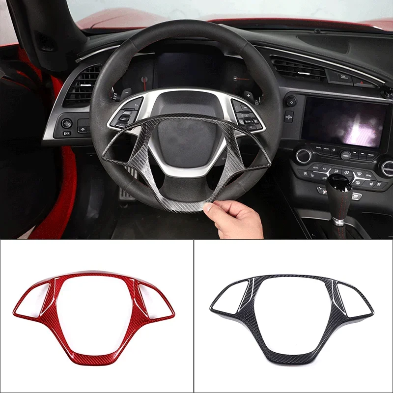 

For 2014-2019 Chevrolet Corvette C7 Z06 Real Carbon Fiber Car Styling Steering Wheel Decorative Frame Car Interior Accessories