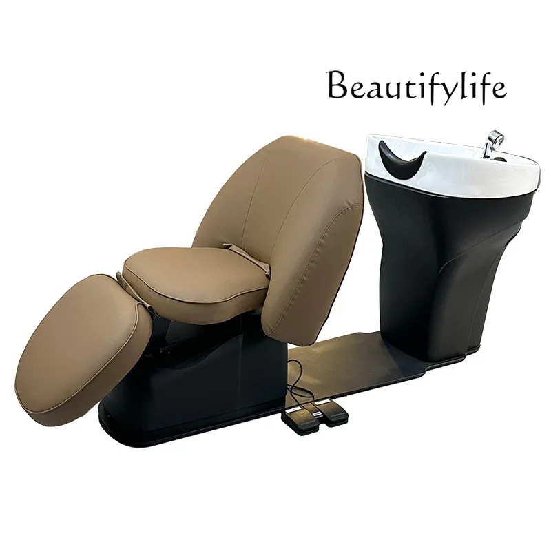 

Electric Shampoo Bed Massage Flush Under Bed Adjustment Seat Lying Flat Ceramic Head Therapy Bed with Foot Control
