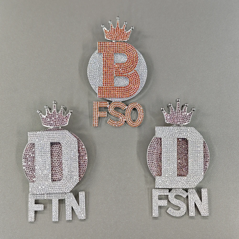 

UWIN Персонализированные именные кулоны-подвески с короной, инкрустированные фианитами, в стиле хип-хоп, для подарка