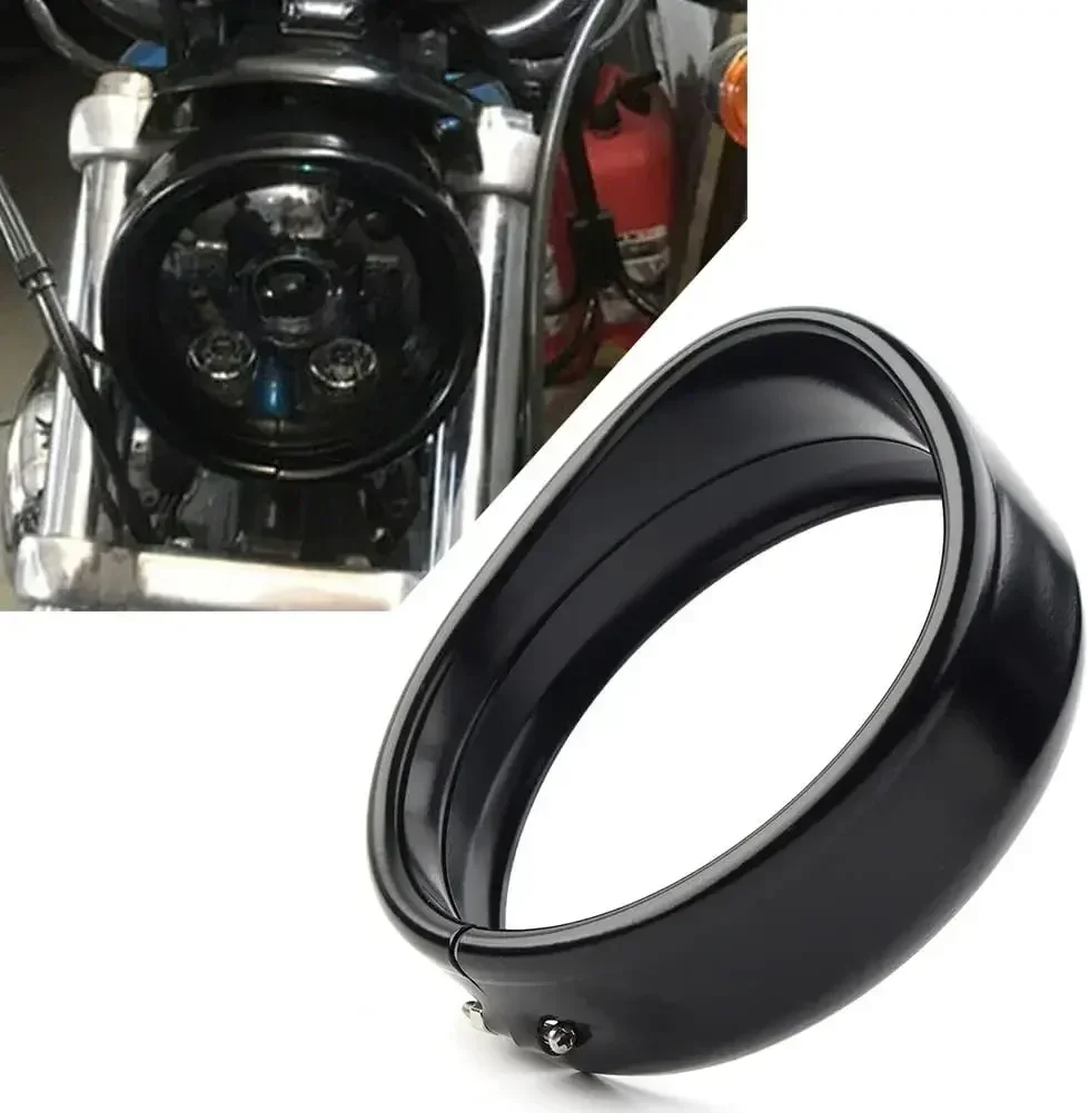 5,75" 5 3/4 Zoll. Scheinwerfer-Zierring im Visier-Stil 69735-05 für Sportster 883 XL883 1200 Low XL1200L Dyna Softail Iron 883 XL