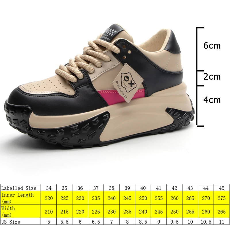 Fujin 7cm Genuine Leather Chunky Sneakers Women Autumn Mixed Color Fashion Vulcanized Platform Wedge Spring Hidden Heels Shoes