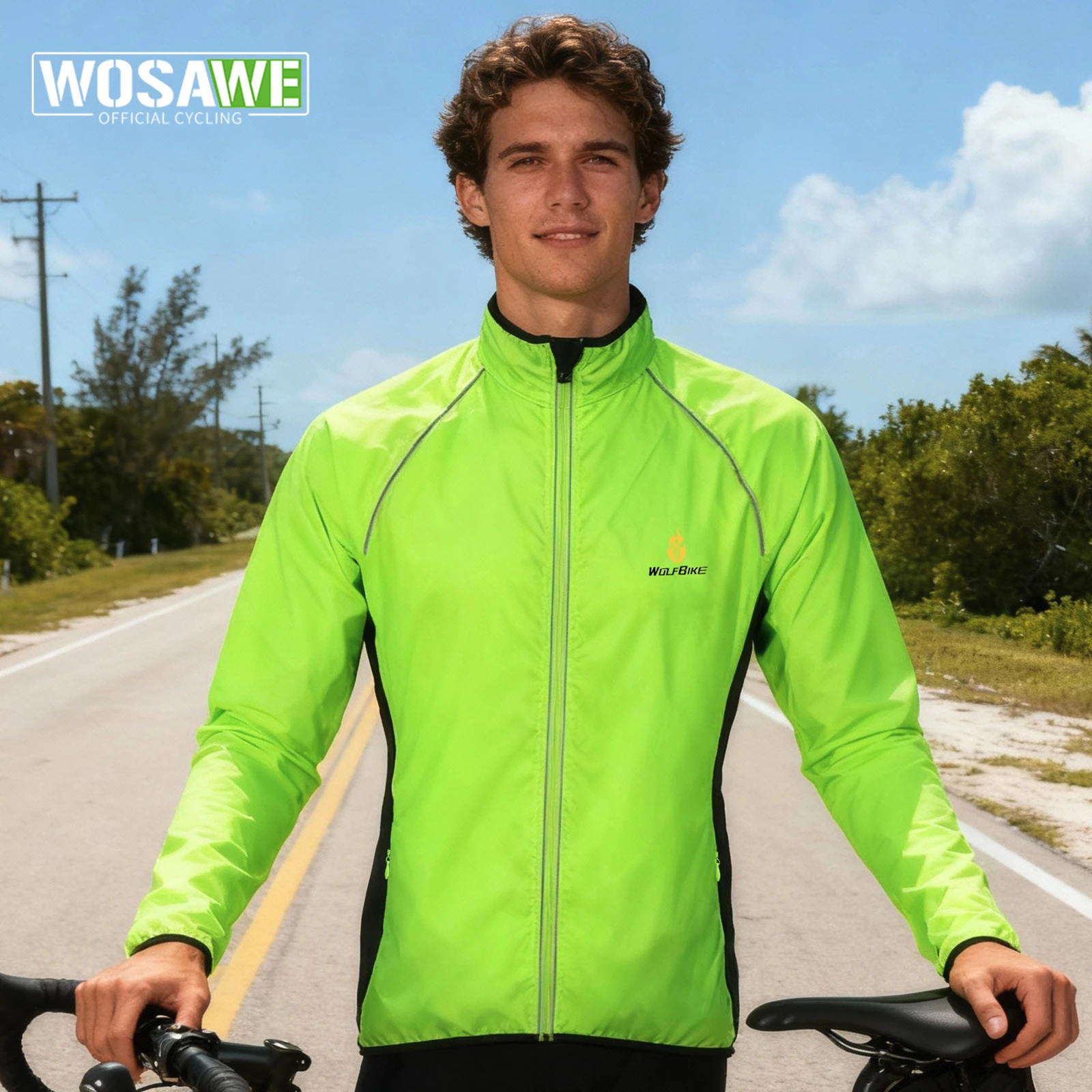 WOSAWE Sommer-Radjacke Leichte Langarm-Trikots Winddichte Packbare Rennrad-Jacken