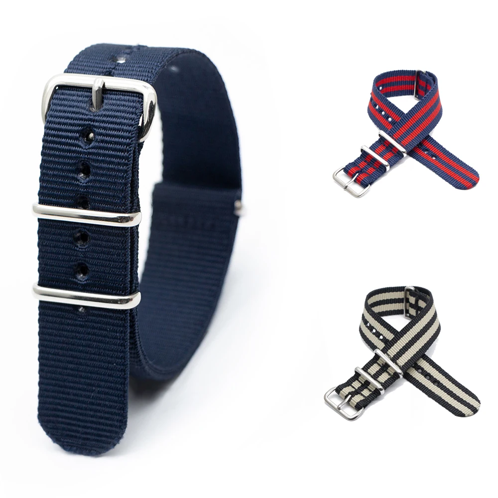 Watch Band 18MM 20MM 22MM 24MM Style Wristband Durable Nylon Striped Strap Compatible with Sport Casual Watch Bracelet