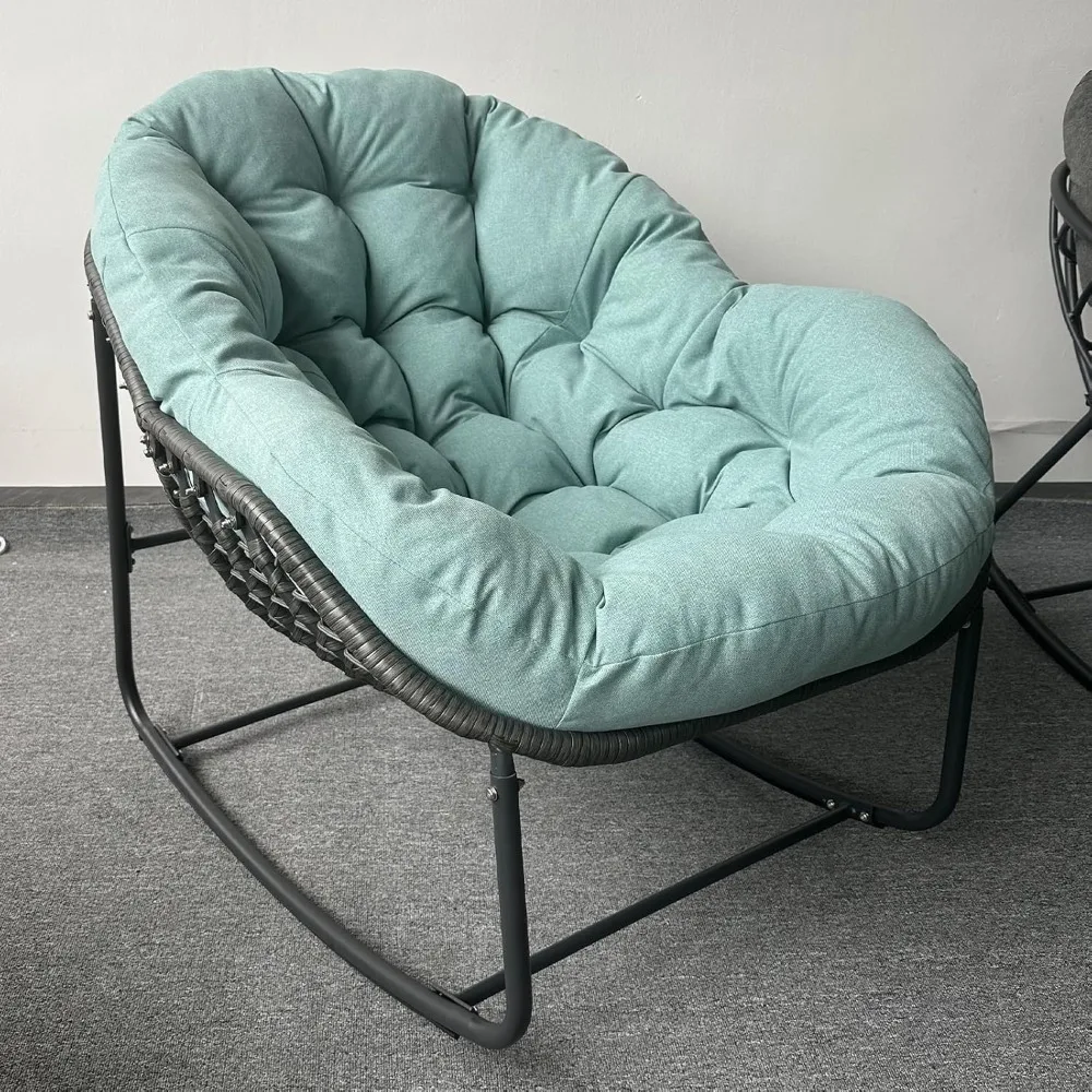 

Outdoor Rocking Chairs, Oversized Papasan Chair,Patio Egg Chair,Rattan Wicker Lounge Chair for Balcony Porch Patio-330 lbs Weigh