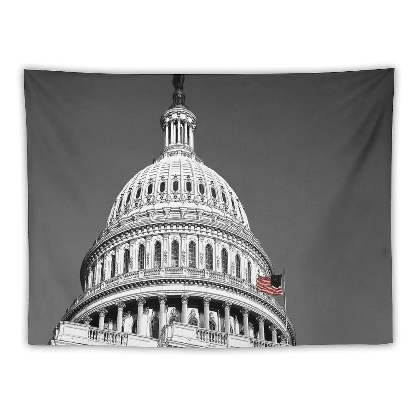 Old Glory & The Capitol Dome Tapestry Tapete For The Wall Home Decor Aesthetic Anime Decor Bathroom Decor Tapestry