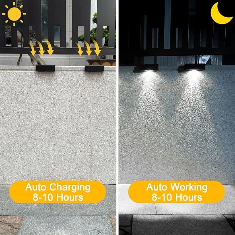 Solar Fence Light Solar Wall Light Outdoor Waterproof IP65 Suitable for Backyard Terrace Front Porch Courtyard House Garden