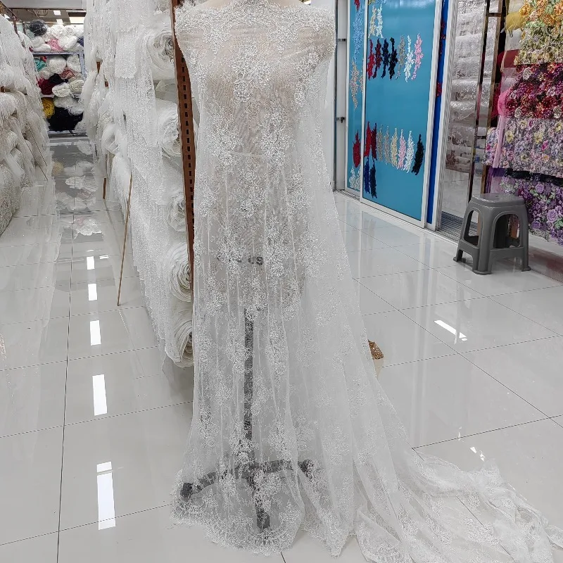 New Exquisite Bone Embroidery Nail Bead Sequin Lace Fabric Wedding Dress Dress Children's Clothing Handmade  Curtain Decoration
