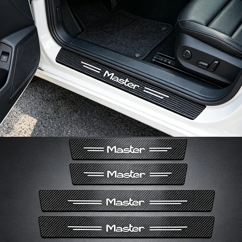 Car Door Threshold Anti Kick Sticker for Renault Master Logo Carbon Fiber Car Door Sill Anti Kick Stickers Waterproof Film Decal