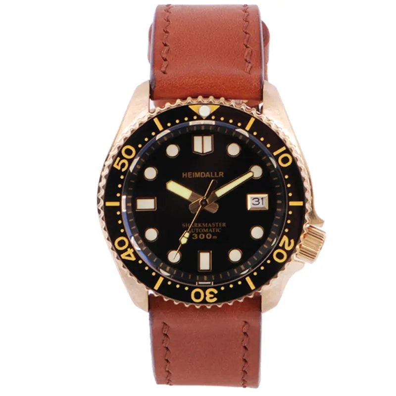 Heimdallr Vintage Men\'s Aluminum Bronze SKX Diver Watch Sapphire Glass Ceramic Bezel NH35 Automatic Movement 20Bar Waterproof