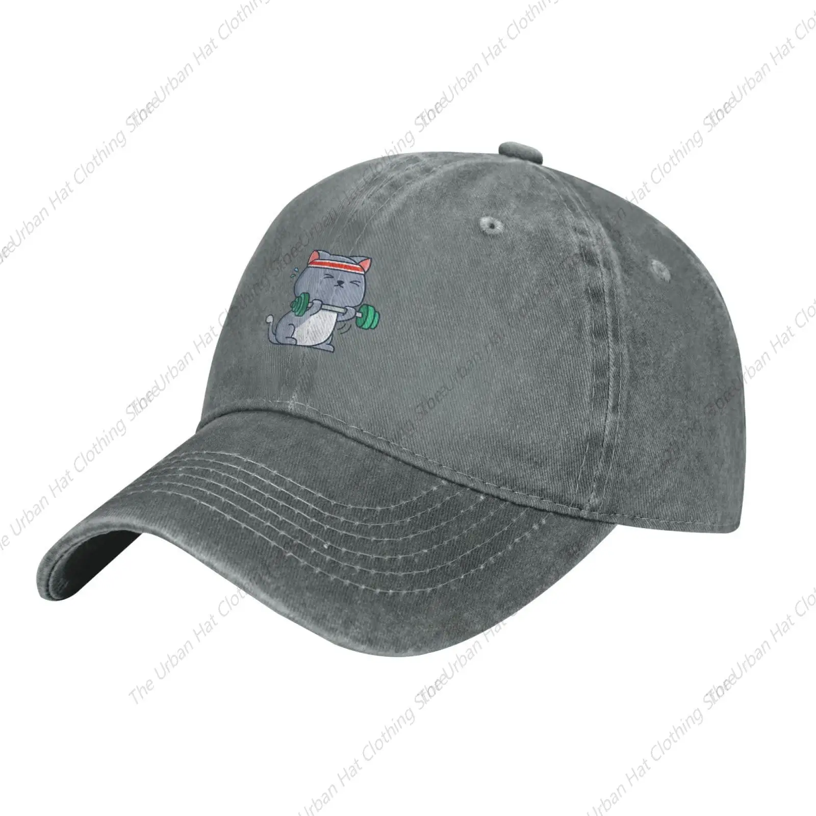 Cute Exercise Cat Baseball Cap for Men Women Adjustable Washed Vintage Cotton Trucker Hats