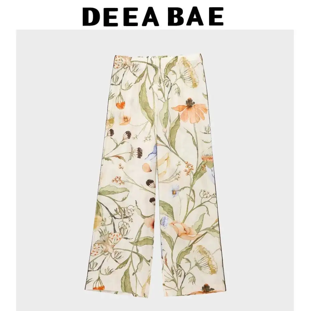 DEEABAE 2025 ربيع جديد المنتج الملابس النسائية نمط موضة ملابس منقوشة بكم طويل قميص عادية المتداول حافة تصميم السراويل #1