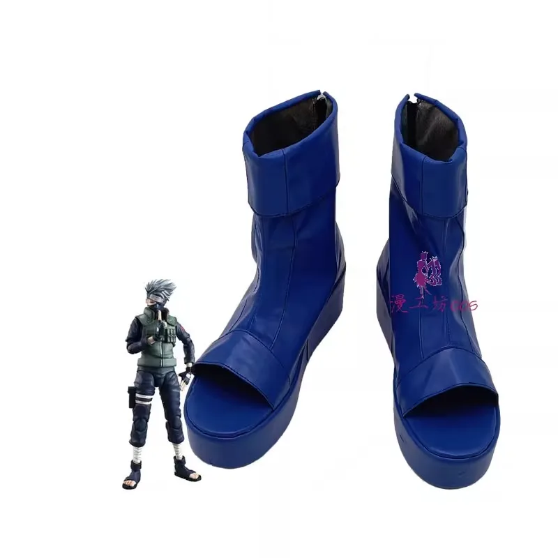 

Hatake Kakashi Cosplay Costume Shoes Blue Handmade Faux Leather Boots Sandal
