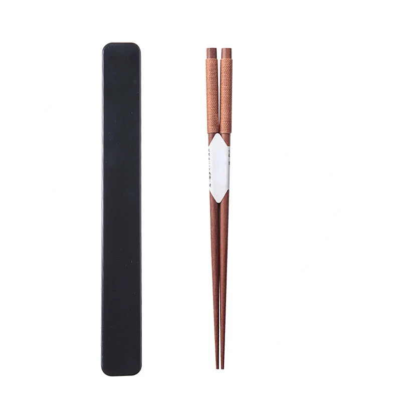 Portable Black Walnut Wood Chopsticks Tableware Box Use Personal Chopsticks for Students Originality Retro Chopsticks Spoon Set