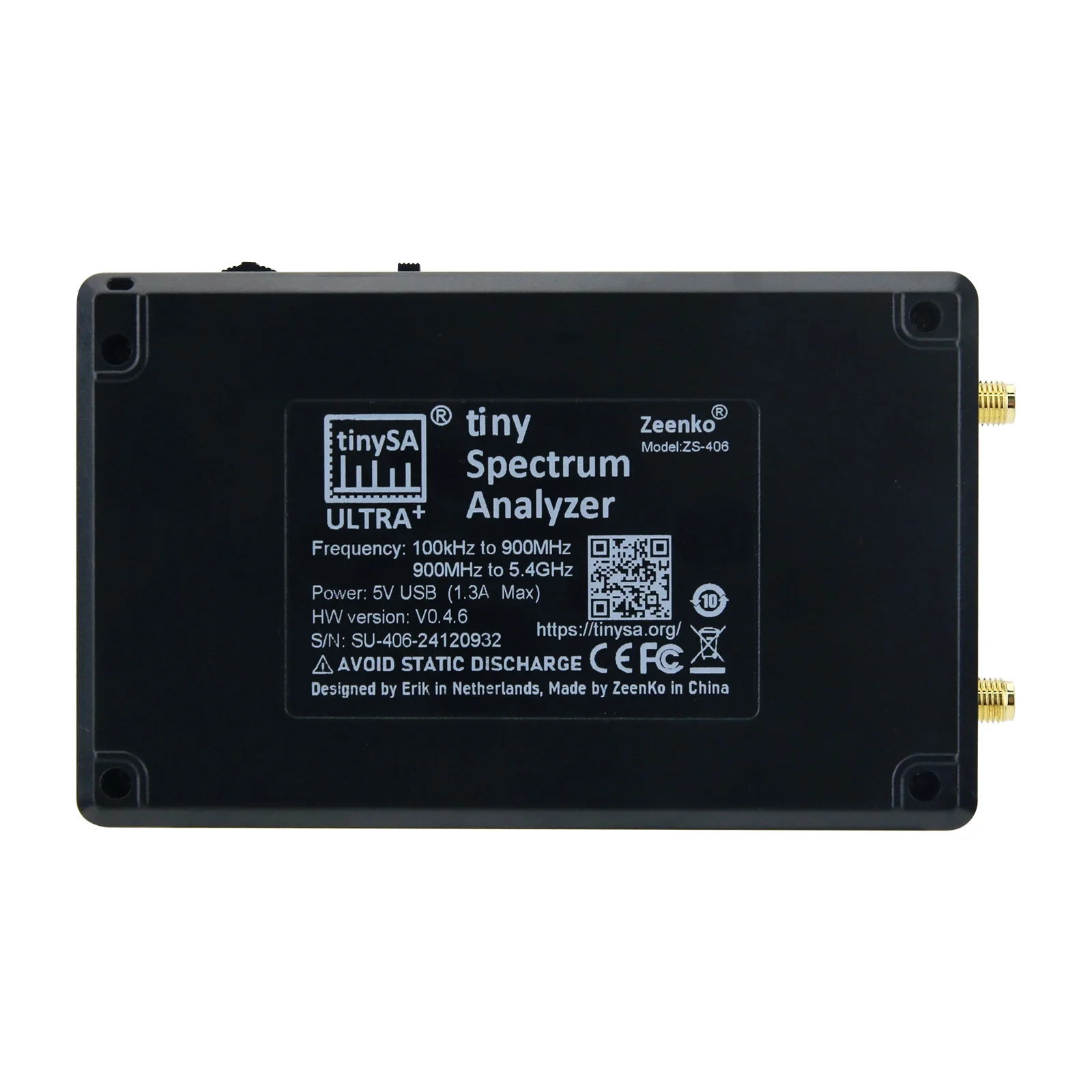 In stock ULTRA + ZS-406 100K-5.3GHz Ultra-wide Frequency Handheld Spectrum Analyzer with 4-inch Touch Screen for TinySA