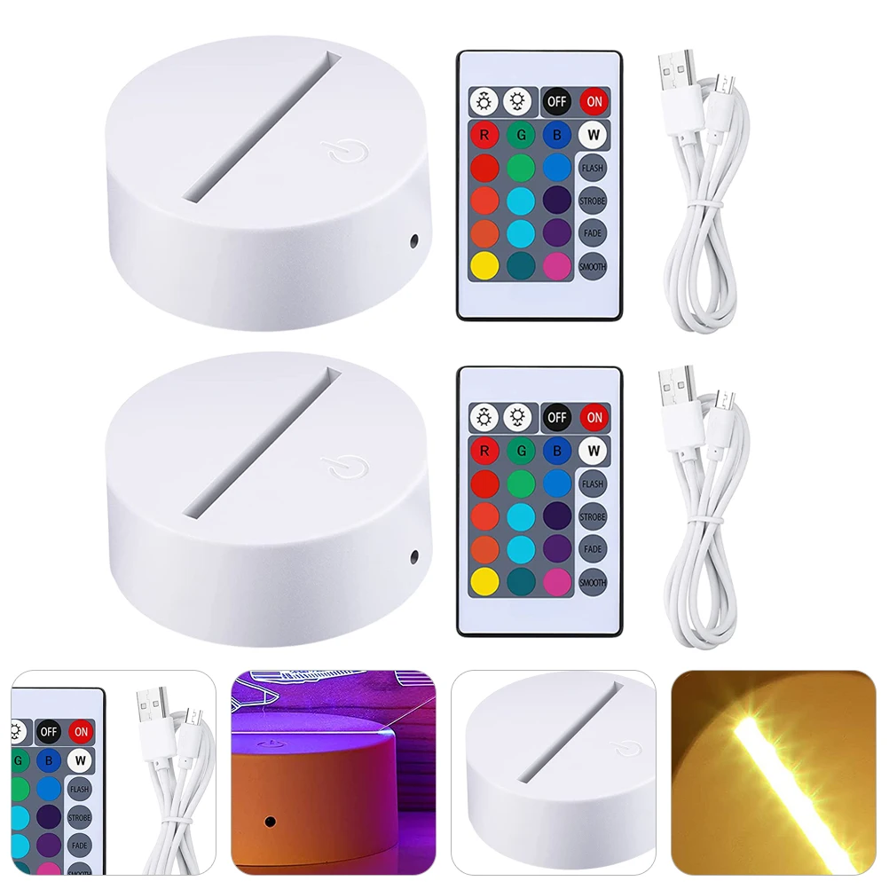 

3D Night Light Base LED Color Changing Lamp Display St Desk Lighting Decor ABS Acrylic Compact Square Bedroom Office
