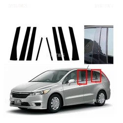 Fit For Honda Stream RN6/7/8/9 2007 2008 2009 2010 2011 2012 2013 2014 6pcsGlossy Black Pillar Posts Door Trim Window Cover