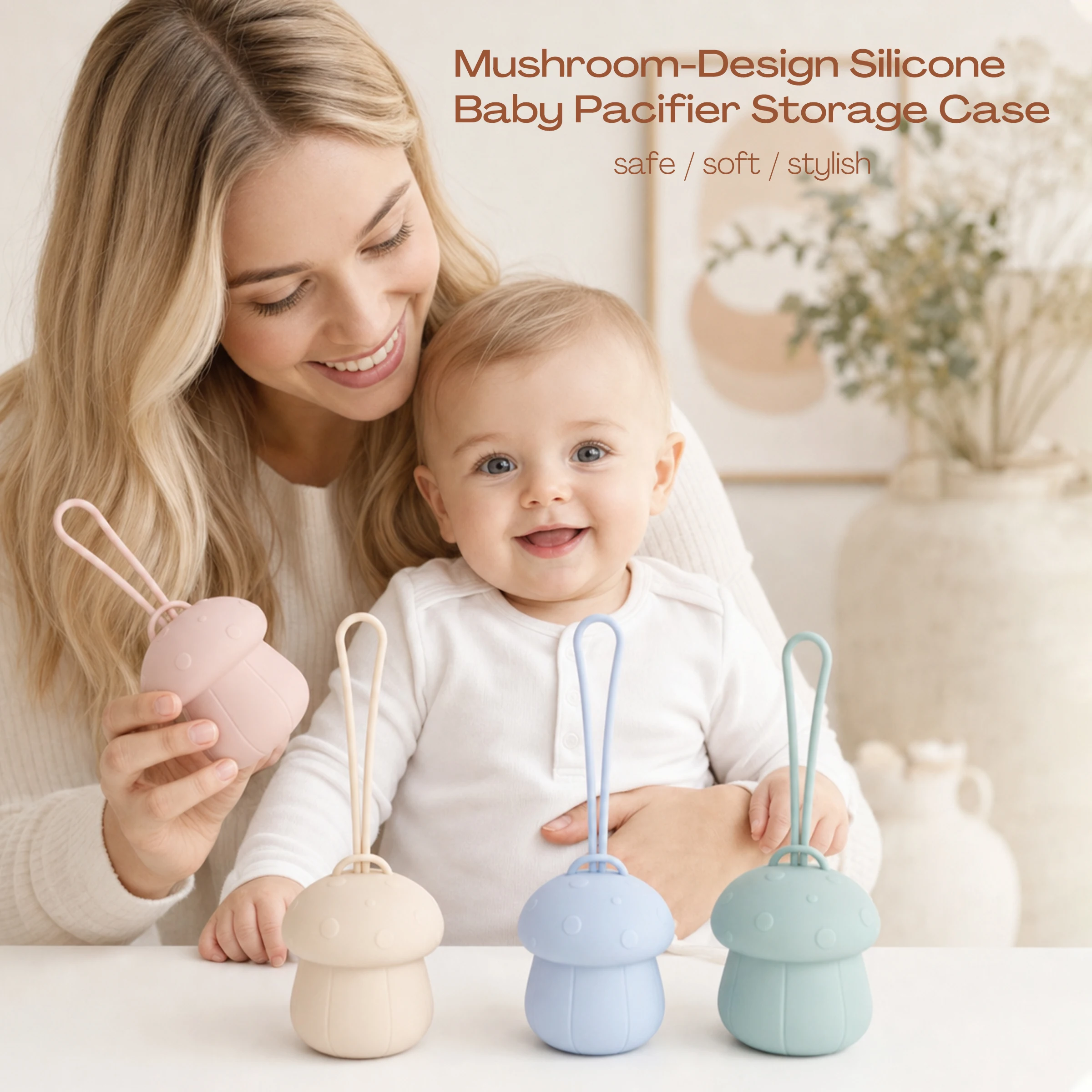 1pc Baby Stroller Silicone Hanging Bag, Cute Portable Pacifier Case, Soft & Safe Portable Pacifier Holder, Fits Stroller