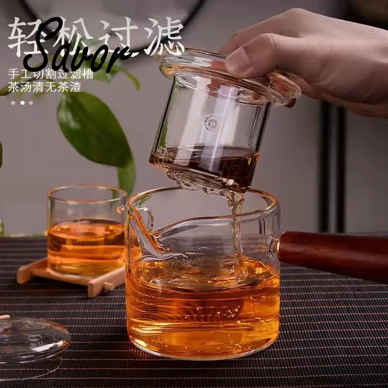 Glass Teapot Side Handle Transparent  Kettle High Temperature Resistant Clear Infuser with Lid Tea Diffuser for Coffee Tea