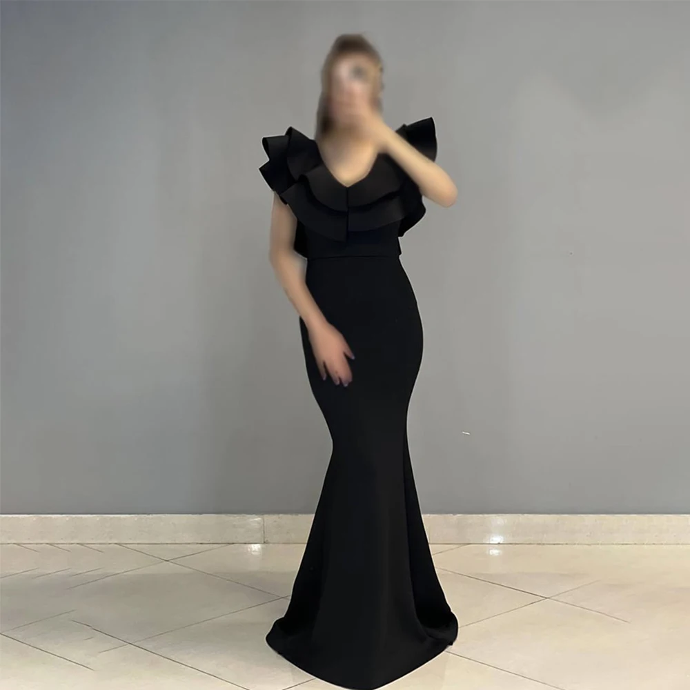 

Modern Evening Dresses For Women V-Neck Off The Shoulder Prom Drsess Mermiad Jersey Floor Length Vestido De Festa Mulher Luxo