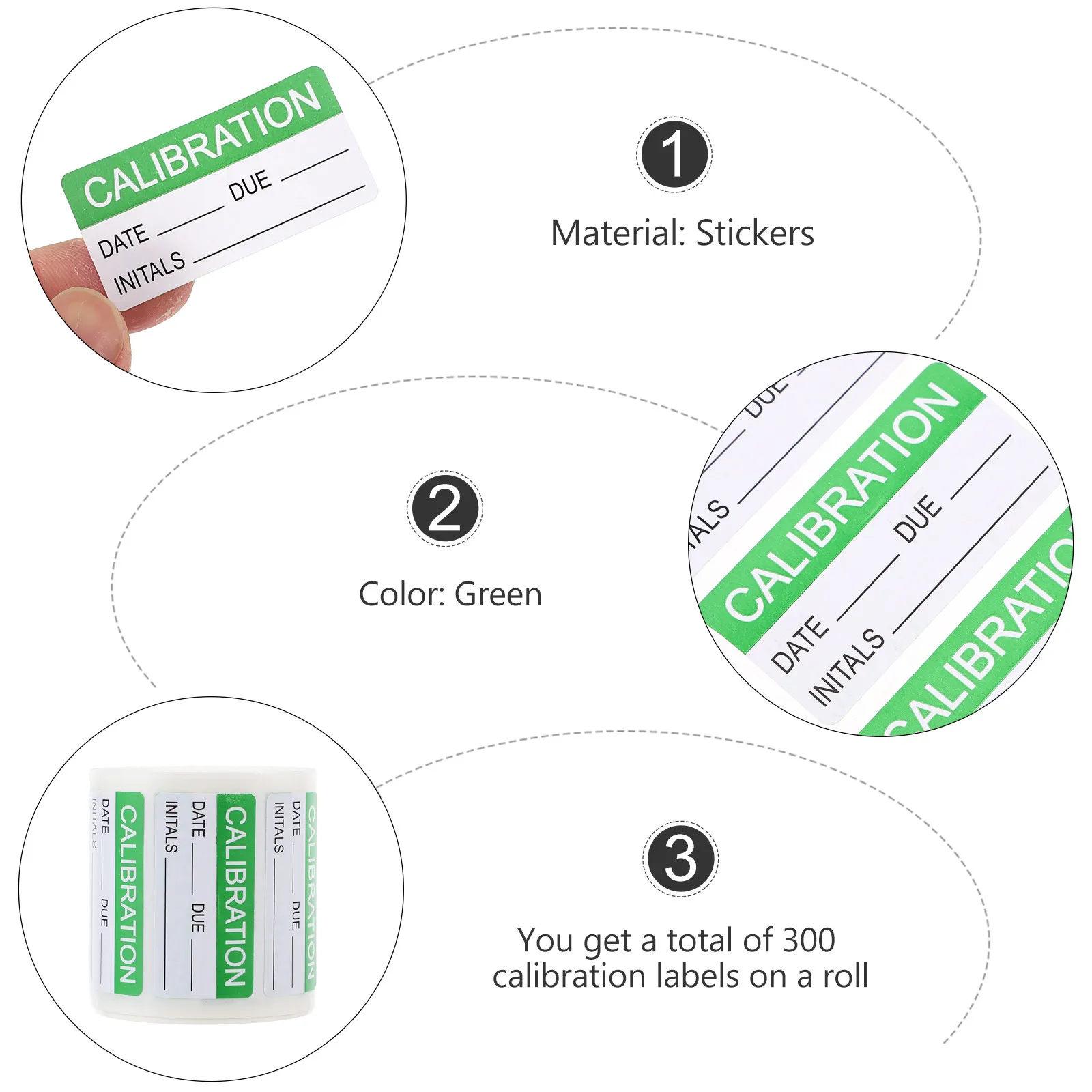 300Pcs Self-Adhesive Calibration Stickers Roll High-Quality Fade-Resistant Writable Labels for Manufacturing Assembly Lines Qc