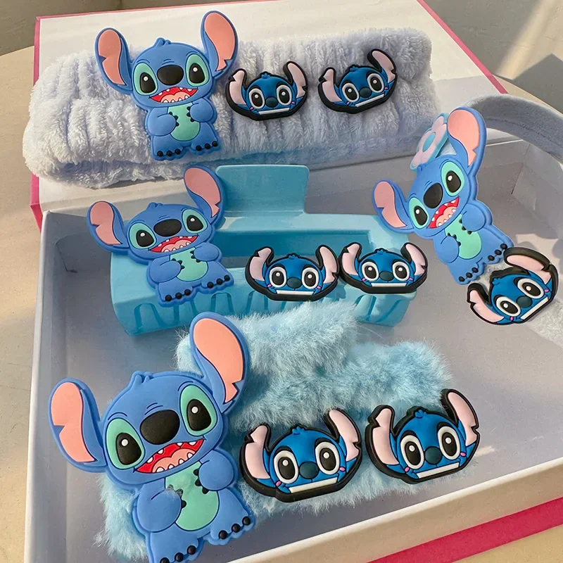 Disney Cartoon Stitch Cute Square Grab Clip Blue Grab Clip Hairpin Shark Clip Hairband Hair Hoop for Girls Women Birthday Gifts