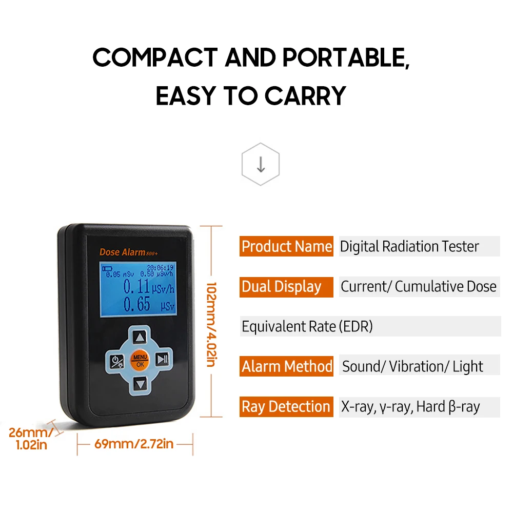 Digital Radiation Dosimeter Handheld Nuclear Radiation Detector Geiger Counter Marble Tester Electromagnetic Radiation Tester