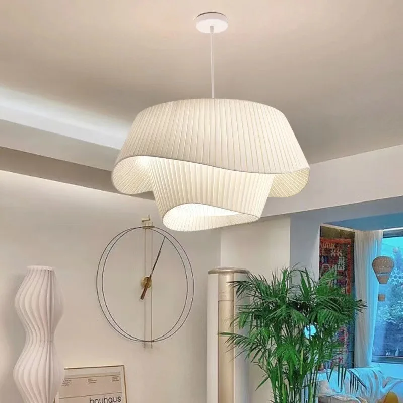 

Fabric LED Pendant Light for Bedroom Home Decor Lamp Nordic Designer Hanging Lighting Suspension Decoration Chandelier Fixture