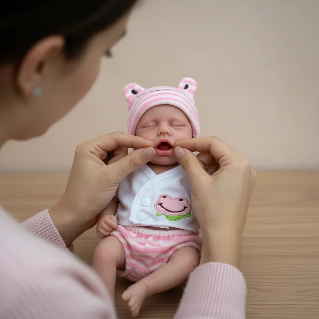 ตุ๊กตา NPK ขนาด 12 นิ้ว เหมือนจริง รุ่น Loulou Awake ทำจากซิลิโคนแพลตตินัมเนื้อนุ่มพิเศษ ยืดหยุ่น ปากสามารถเปิดได้