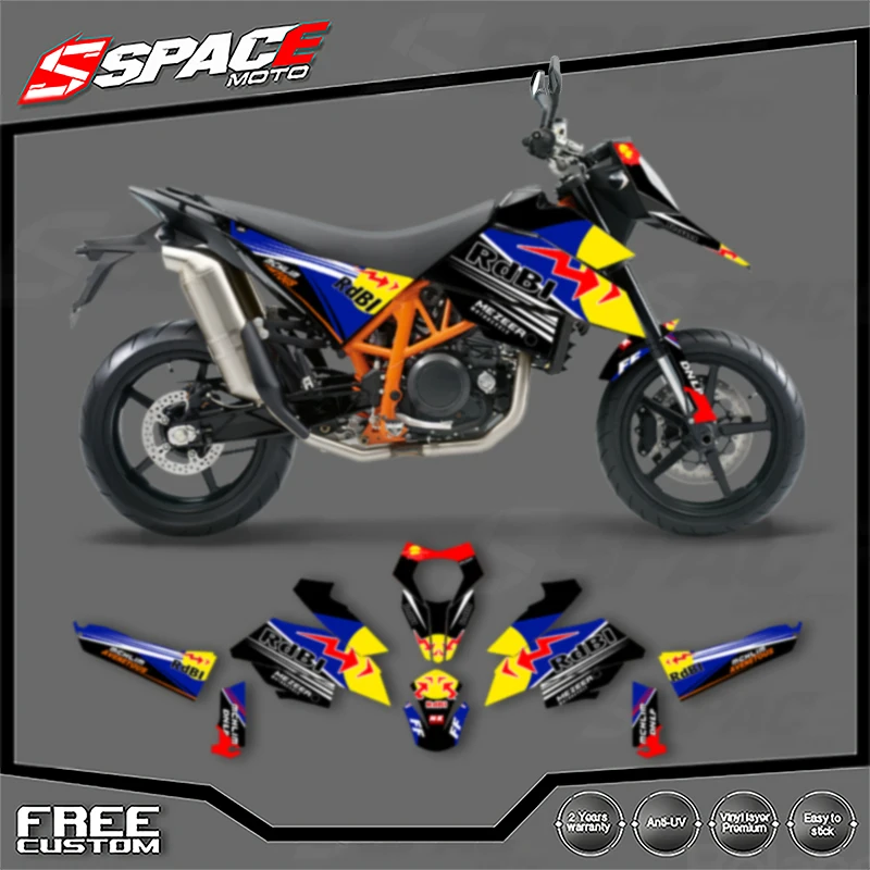 

SPACE Custom Motorcycle Graphics For KTM 2007 2008 2009 2010 2011 SMR 690 R Decal Stickers Kits 003