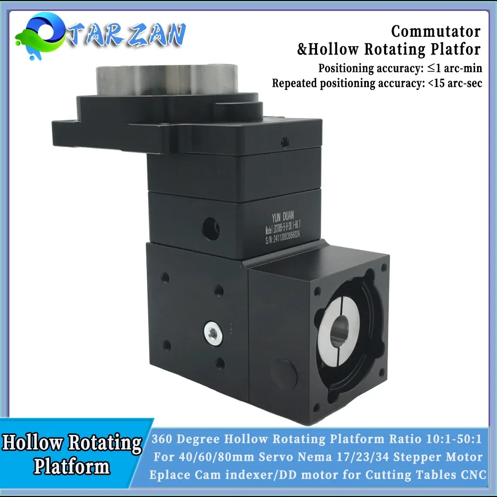 Hollow Rotating Platform Right Angle Gearbox Ratio 10-50:1 For 42/57/86 Stepper 60/80 Motor 4 Axis/ 5 Axis Cutting Tables CNC