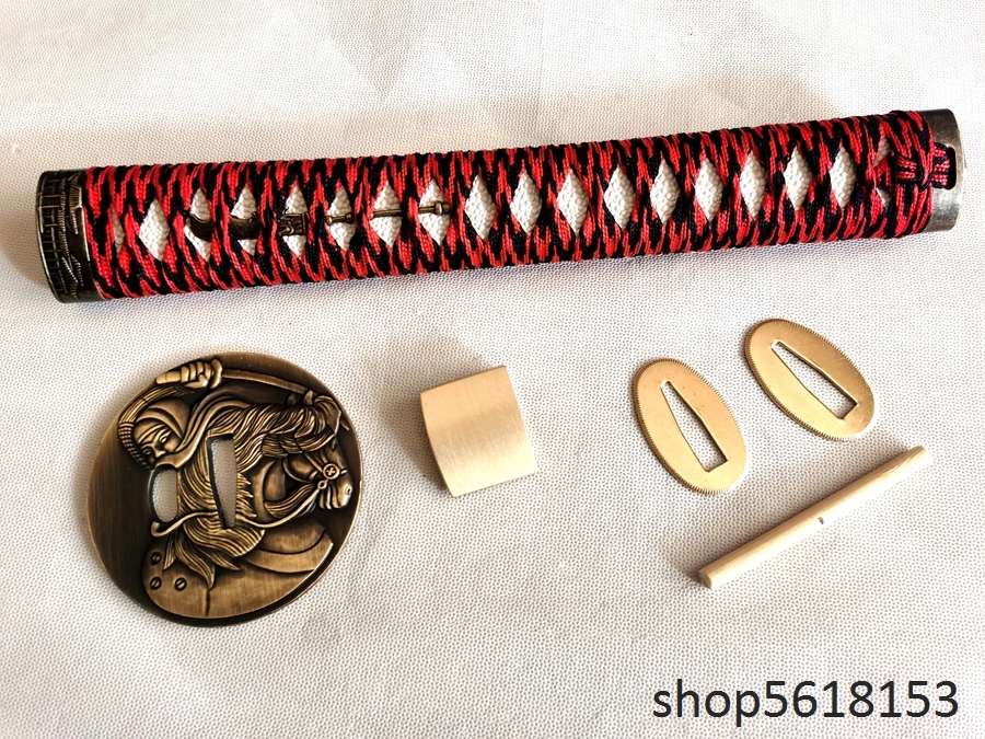 26cm red black  handle alloy gold dragon tsuba Seppa Habaki Bamboo Nail for japanese sword's katana wakizashi tanto