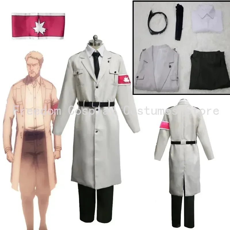Anime Attack on Titan Season 4 Marley Military Uniform Reiner Braun Cosplay Jacket Shirt Pants Tie Belt x;2,f;5.n;