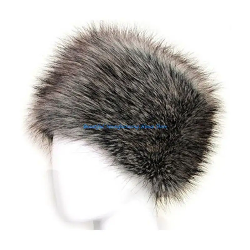 

E56A Women Black Faux Fur Hat Russian Winter Warmer Ear Cap Ushanka Cossack Ski