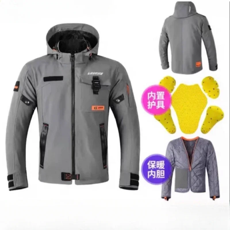 LYSCHY Motorcycle Jacket Men's and Women's Autumn and Winter Jackets Waterproof, Warm and Fall-proof Casual Racing Jackets