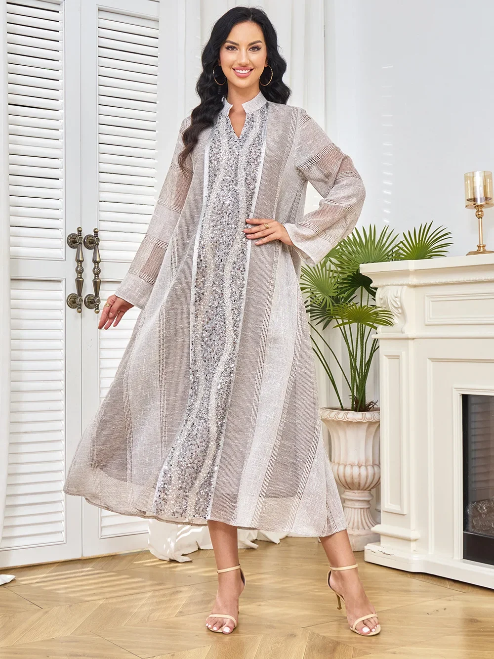 Eid Jurk Voor Vrouwen Abaya Party Lange Jurken Moslim Mesh Piepers Caftan Gewaad Jalabiya Ramadan Marokko Dubai 2026 Vestidos Largos