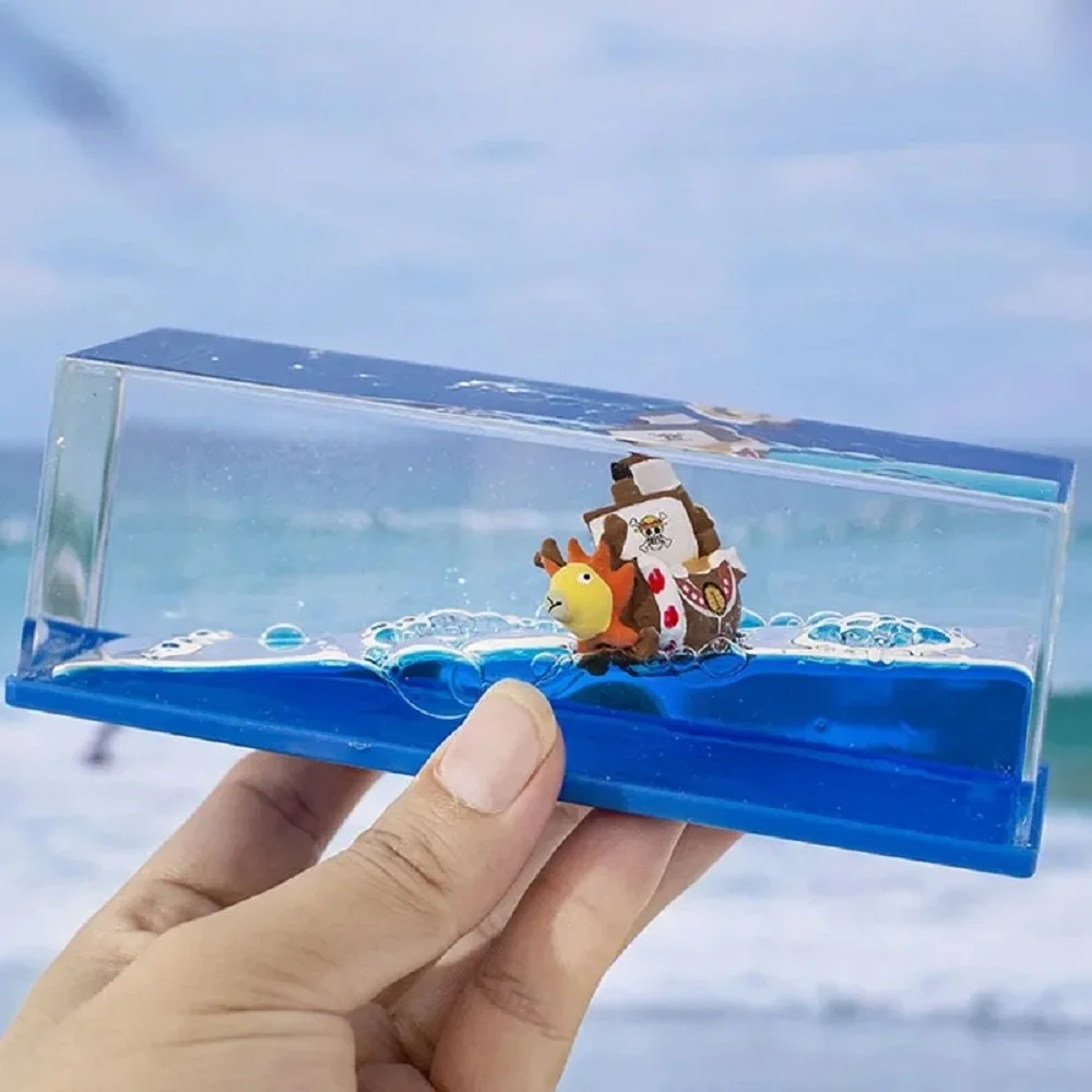 Going Merry Pirate Ship Fluid Liquid One Piece Thousand Sunny ship Floating Boat Drift Barcos Living Room Decorations Gifts