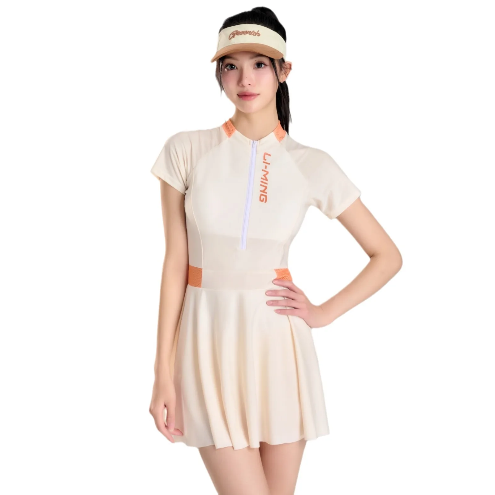 Traje de baño deportivo para mujer, novedad de 2025, falda de una pieza, cubierta conservadora de carne y traje de baño fino de aguas termales para chica estudiante