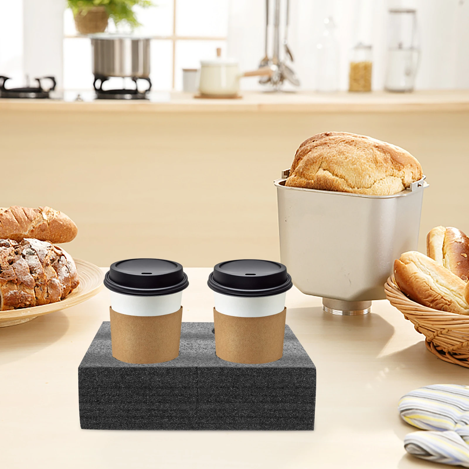 

4 Pcs Drink Carrier Trays Cup Holders Beverage Takeout Accessories Pearl Cotton Coffee Carrier Non Spill Suitable Delivery
