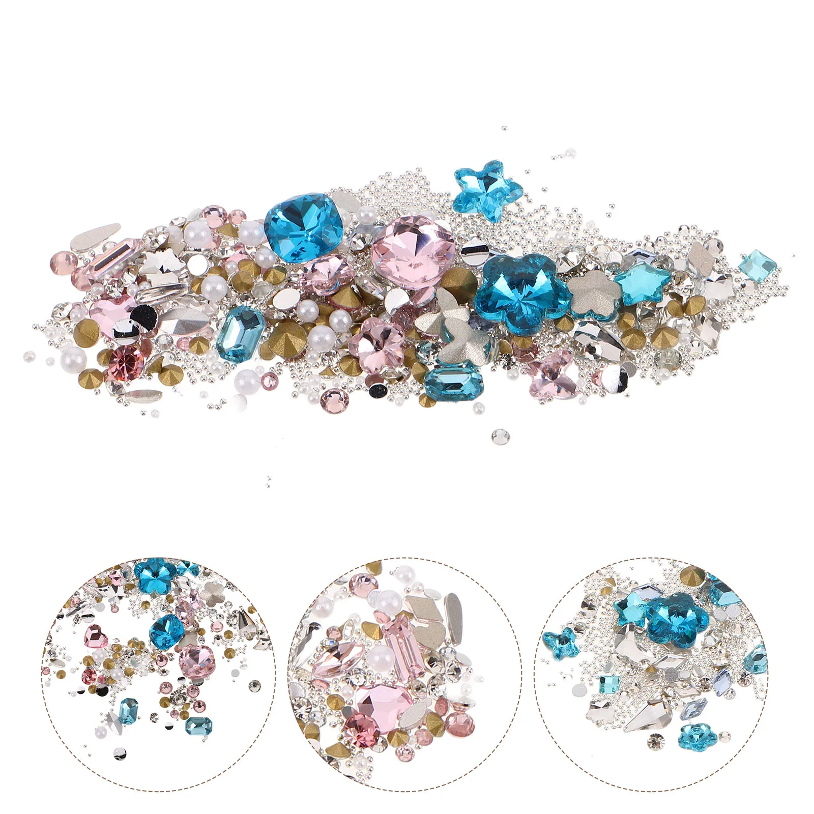 

2 Sets Flatback Resin Rhinestones Shiny 3D Glitter Nail Art Charms Diy Jewels Set Soft Blue Creative Butterfly Heart