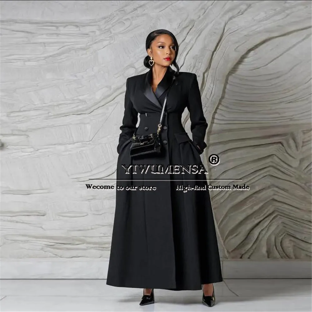 Navy Women's Long Coat Plus Size Double Breasted Ladies Wedding Party Wear Party Bride Of Mother Dress 1 Piece Female Clothing