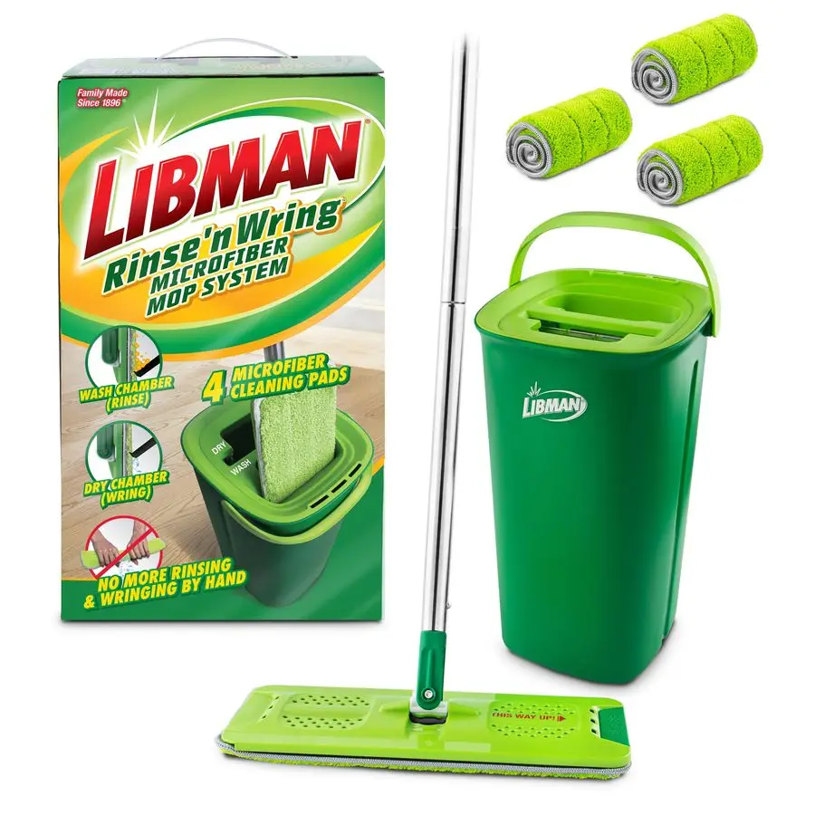 

Rinse n Wring Mop and Bucket System Microfiber Floor Mop Hardwood Floor Cleaner Wet amp Dry Mop Clean amp Dirty Water Chambers P