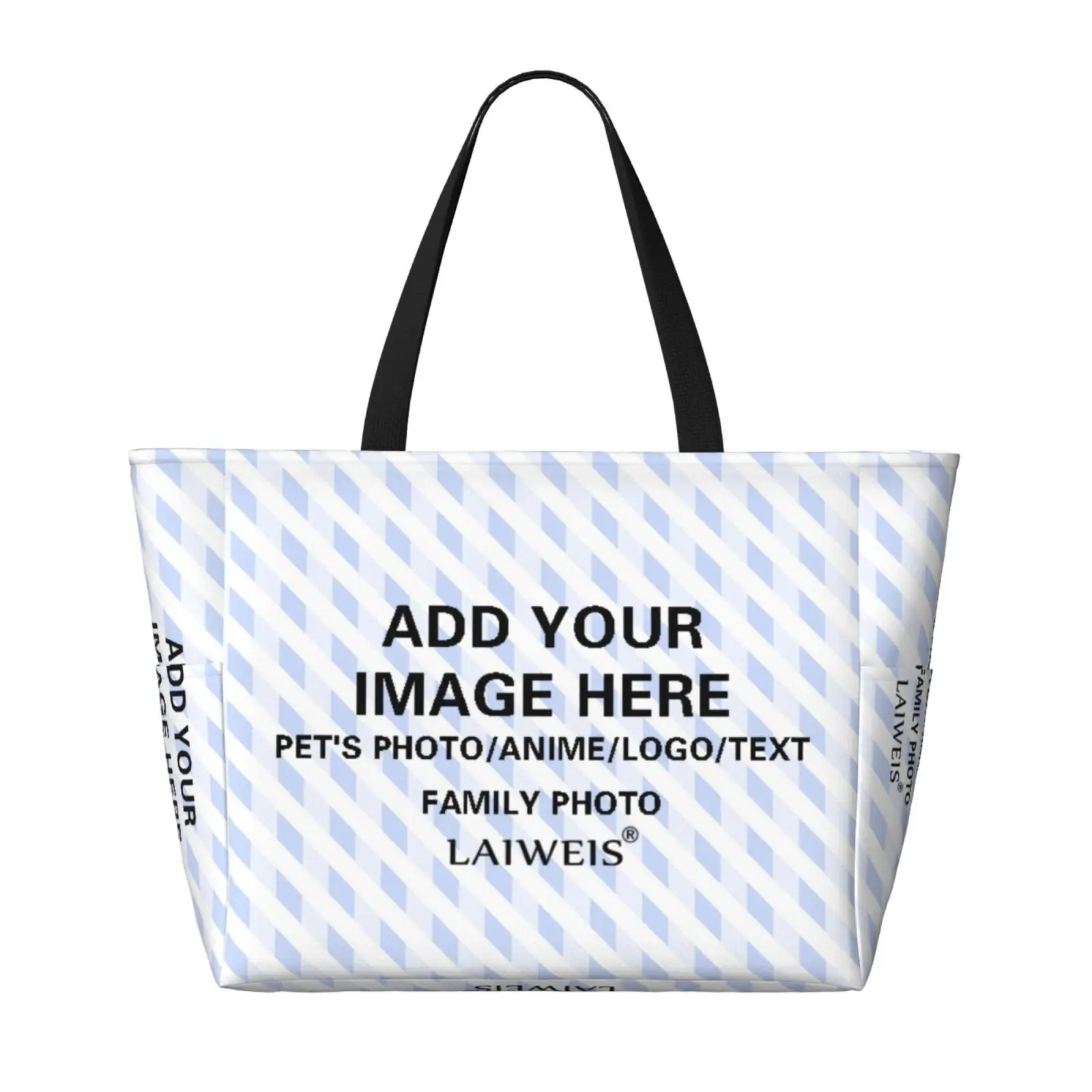 Custom Your Image Logo Name Beach Travel Bag Tote Bag Trendy Shopping Gifts Shoulder Bag Multi-Style Pattern Personalized Design