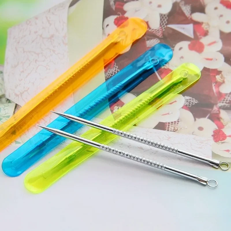 2 Stuks Rvs Whitehead Mee-eter Acne Clips Puistje Remover Gezicht Cleaner Naalden Tool Voor Gezichtsverzorging Extractor Remover 8Cm