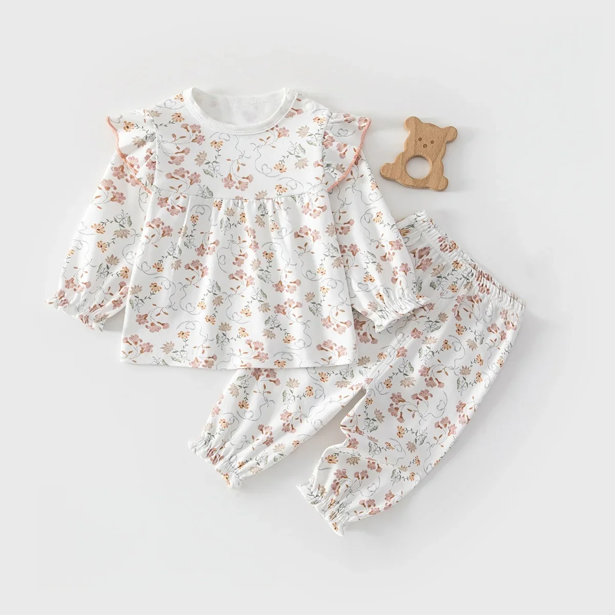 

Комплекты пижам для малышей 0-4 лет, весна 2026: хлопковые, с полным принтом, мягкие, 2 предмета (топ + штаны), для девочек и мальчиков, домашняя одежда в стиле принцессы